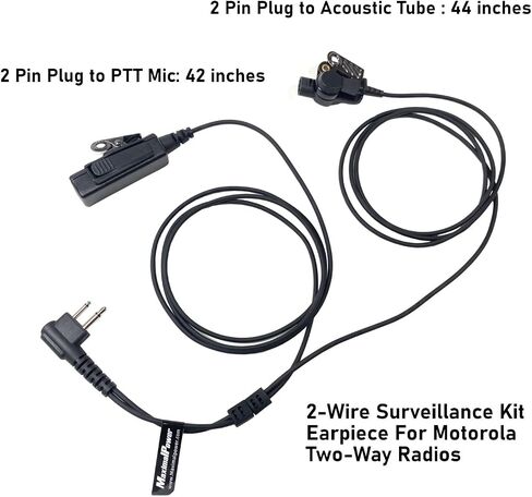 MaximalPower Surveillance Headset Earpiece PTT Mic Compatible for Motorola 2-Pin Radios (10 Pack) in Saudi Arabia