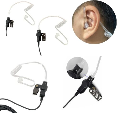 MaximalPower Surveillance Headset Earpiece PTT Mic Compatible for Motorola 2-Pin Radios (10 Pack) in Saudi Arabia