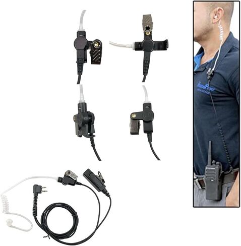 MaximalPower Surveillance Headset Earpiece PTT Mic Compatible for Motorola 2-Pin Radios (10 Pack) in Saudi Arabia