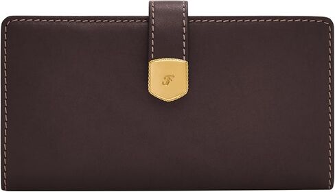 Fossil Women's Lennox Leather Tab Clutch Wallet, Medium Brown (Model: SL10036200) in Saudi Arabia