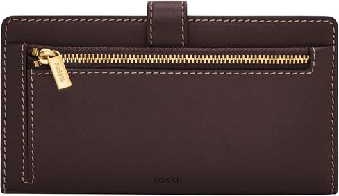 Fossil Women's Lennox Leather Tab Clutch Wallet, Medium Brown (Model: SL10036200) in Saudi Arabia