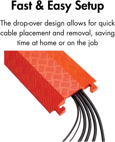 Checkers Industrial Safety Products Fastlane FL1X4-O Polyurethane 1-Channel Drop-Over Cable Protector with L-Shaped Connectors, Orange, 36" Length x 10.75" Width x 1.5" Height in Kuwait