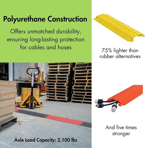 Checkers Industrial Safety Products Fastlane FL1X4-O Polyurethane 1-Channel Drop-Over Cable Protector with L-Shaped Connectors, Orange, 36" Length x 10.75" Width x 1.5" Height in Kuwait
