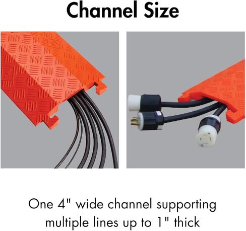 Checkers Industrial Safety Products Fastlane FL1X4-O Polyurethane 1-Channel Drop-Over Cable Protector with L-Shaped Connectors, Orange, 36" Length x 10.75" Width x 1.5" Height in Kuwait