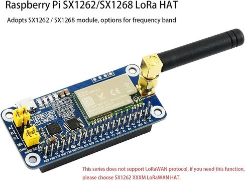 قبعة SX1262 LoRa لـ Raspberry Pi 915 ميجا هرتز لنقل البيانات بنطاق تردد يصل إلى 5 كيلومتر، تدعم التكرار التلقائي لنقل إيقاظ أطول على الراديو، مفتاح اتصال استشعار الناقل اللاسلكي in Kuwait