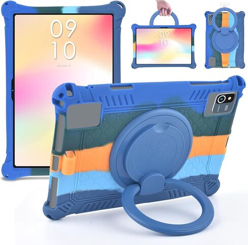 DETUOSI 10.1 inch Silicone Tablet Case with Rotating Stand, Dazzling Pink in Saudi Arabia