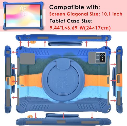 DETUOSI 10.1 inch Silicone Tablet Case with Rotating Stand, Dazzling Pink in Saudi Arabia