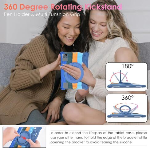 DETUOSI 10.1 inch Silicone Tablet Case with Rotating Stand, Dazzling Pink in Saudi Arabia