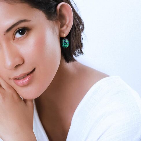 CHINALUSTER Opal Dangle Earrings for Women，Gorgeous 925 Sterling Silver 18K Yellow Gold Plated Dangly Earrings, Dangling Oval Earrings for Christmas Birthday Gifts (Oval, I-10A) in Saudi Arabia