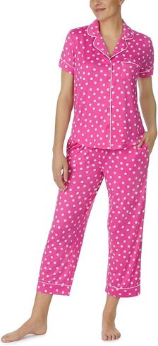 Kate Spade New York Short Sleeve Notch Cropped PJ Set Butterfly Blooms XL in Saudi Arabia