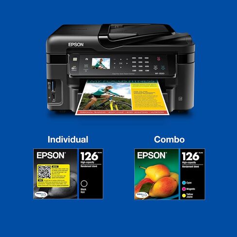 Epson T126120-D2 DURABrite Ultra Black Dual Pack High Capacity Cartridge Ink & T126 DURABrite Ultra Ink Standard Capacity Yellow Cartridge (T126420-S) for Select Stylus and Workforce Printers in Saudi Arabia