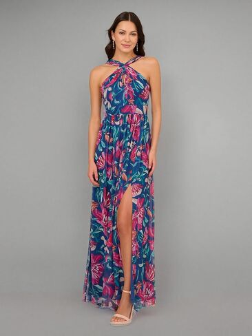 Adrianna Papell Women's Printed Chiffon Halter Gown in Saudi Arabia
