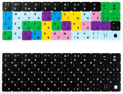 ملصقات لوحة المفاتيح الروسية العالمية لجهاز MacBook PC والكمبيوتر المحمول والكمبيوتر المحمول وسطح المكتب | ملصقات بديلة للوحة المفاتيح الأبجدية الإنجليزية الروسية (أسود وأرجواني) in Kuwait