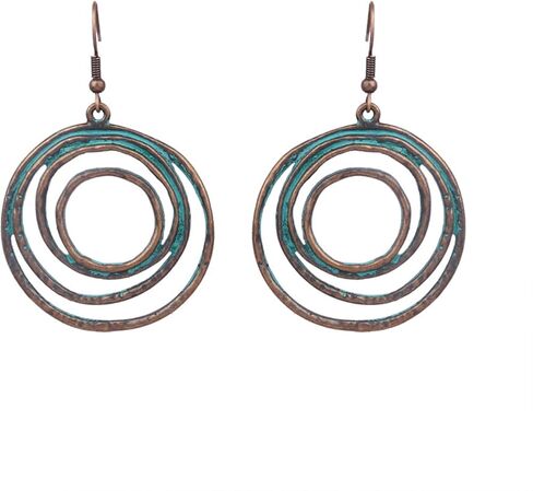 QzxEqz Vintage Multilayer Circle Geometry Dangle Earrings Boho Round Circle Hoop Dangle Drop Earrings for Women Girls Jewelry in Kuwait