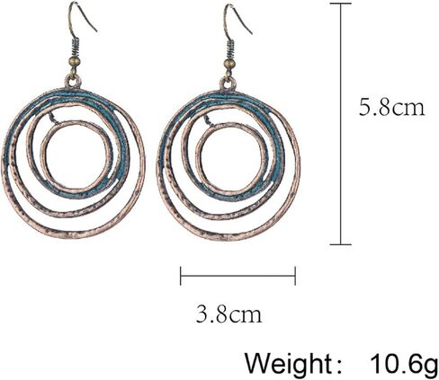 QzxEqz Vintage Multilayer Circle Geometry Dangle Earrings Boho Round Circle Hoop Dangle Drop Earrings for Women Girls Jewelry in Kuwait