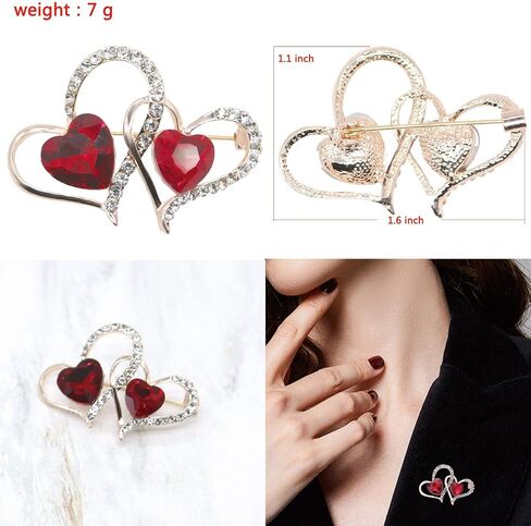 Red Crystal Lip Brooch Fashion Elegant Rhinestone Wedding Party Brooches Pin Jewelry Accessories Valentines Gift for Women Girl Gold Plated in Kuwait