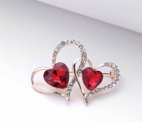 Red Crystal Lip Brooch Fashion Elegant Rhinestone Wedding Party Brooches Pin Jewelry Accessories Valentines Gift for Women Girl Gold Plated in Kuwait