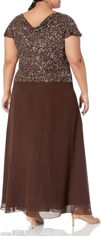 J Kara Women's Petite Long Beaded Cowl Neck Flutter Sleeve Gown Dress in Saudi Arabia