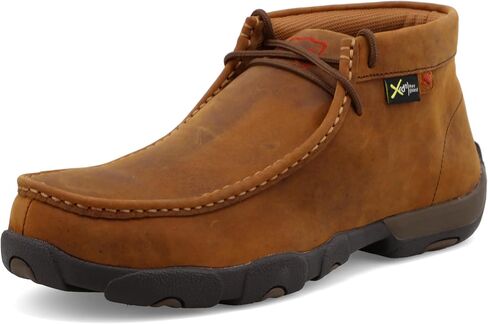 Twisted X Men’s Casual Chukka Boot - Driving Moc Handcrafted with Full-Grain Leather Upper, Rubber Outsole, Composite Insole, and Removable Footbed, Peanut, 10(M) in Saudi Arabia