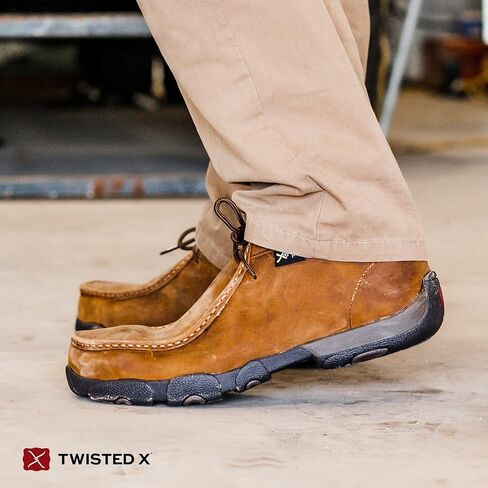 Twisted X Men’s Casual Chukka Boot - Driving Moc Handcrafted with Full-Grain Leather Upper, Rubber Outsole, Composite Insole, and Removable Footbed, Peanut, 10(M) in Saudi Arabia