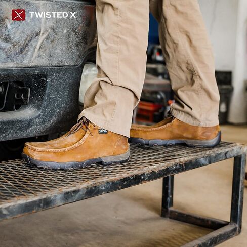 Twisted X Men’s Casual Chukka Boot - Driving Moc Handcrafted with Full-Grain Leather Upper, Rubber Outsole, Composite Insole, and Removable Footbed, Peanut, 10(M) in Saudi Arabia