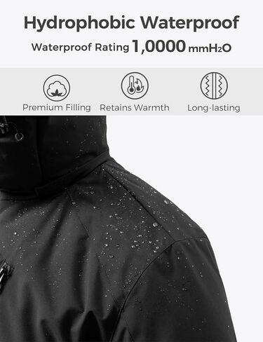 Wantdo Men's Mountain Waterproof Ski Jacket Windproof Rain Jacket Winter Warm Snow Coat in Saudi Arabia