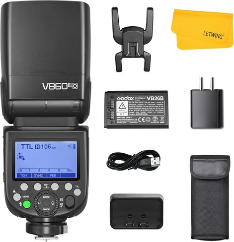 فلاش كاميرا Godox V860III-N لنيكون، فلاش TTL 2.4G 1/8000s HSS Speedlite، بطارية ليثيوم أيون 7.2 فولت/2600 مللي أمبير في الساعة، 480 ومضة طاقة كاملة، مصباح تشكيل LED 10 مستويات، متوافق مع كاميرا نيكون in Kuwait