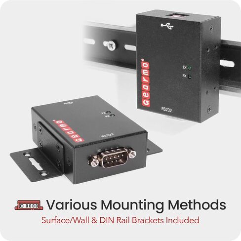 Industrial 4-Port USB to Serial Adapter DB9 RS-232 with FTDI Chipset, RX/TX LED Indicators, DIN Rail Mount Bracket, & Surface Mounting Brackets Windows 11, 10, 8, 7 OS Support USB-A Cable Included in Saudi Arabia