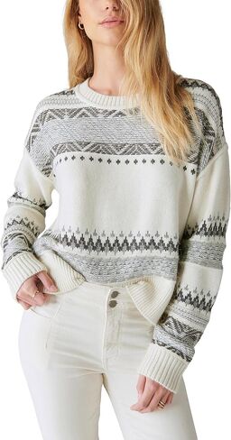 Lucky Brand Women's Fairisle Crew Sweater in Saudi Arabia