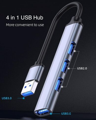 USB C Hub for Laptop,USB 3.0 Hub,7 in 1 USB-C Hub,Two Kinds of Plugs DC Port USB Splitter for PC,USB Extender USB Hub for PC Laptop,MacBook Docking iMac Pro Air Mac Mini/Pro, Notebook PS4,Aluminum in Kuwait