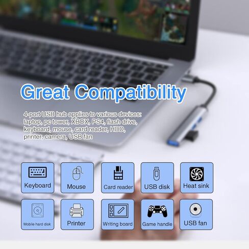 USB C Hub for Laptop,USB 3.0 Hub,7 in 1 USB-C Hub,Two Kinds of Plugs DC Port USB Splitter for PC,USB Extender USB Hub for PC Laptop,MacBook Docking iMac Pro Air Mac Mini/Pro, Notebook PS4,Aluminum in Kuwait