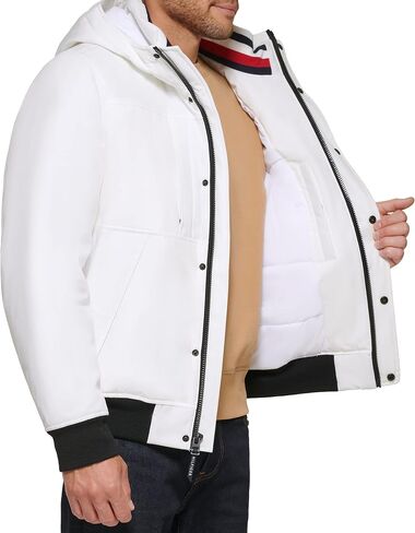 Tommy Hilfiger Men's Arctic Cloth Hooded Utility Bomber, Dark Forest, Medium in Saudi Arabia
