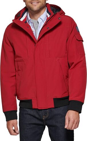 Tommy Hilfiger Men's Arctic Cloth Hooded Utility Bomber, Dark Forest, Medium in Saudi Arabia