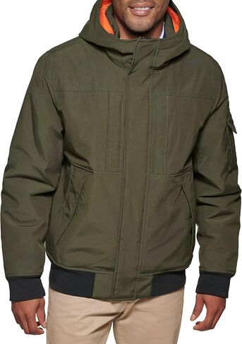 Tommy Hilfiger Men's Arctic Cloth Hooded Utility Bomber, White, Small in Saudi Arabia