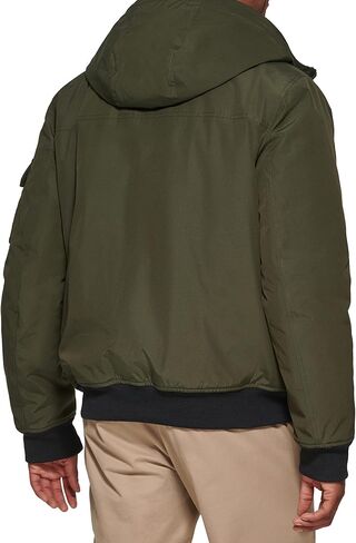 Tommy Hilfiger Men's Arctic Cloth Hooded Utility Bomber, White, Small in Saudi Arabia