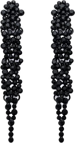 EVER FAITH Wedding Rhinestone Crystal Art Deco Statement Earring, Banquet Prom Long Chandelier Dangle Earrings for Women Girls Bride in Kuwait