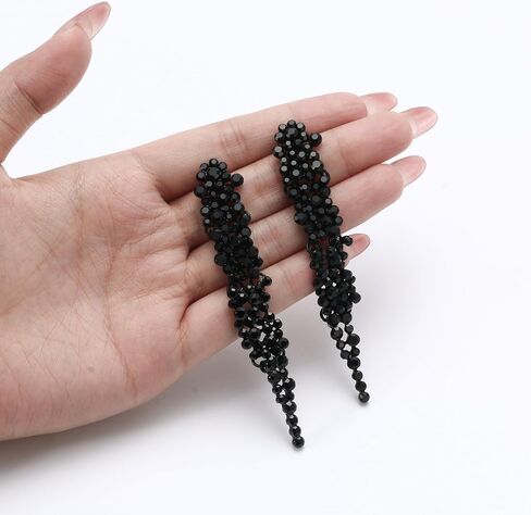 EVER FAITH Wedding Rhinestone Crystal Art Deco Statement Earring, Banquet Prom Long Chandelier Dangle Earrings for Women Girls Bride in Kuwait