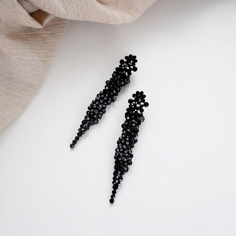 EVER FAITH Wedding Rhinestone Crystal Art Deco Statement Earring, Banquet Prom Long Chandelier Dangle Earrings for Women Girls Bride in Kuwait