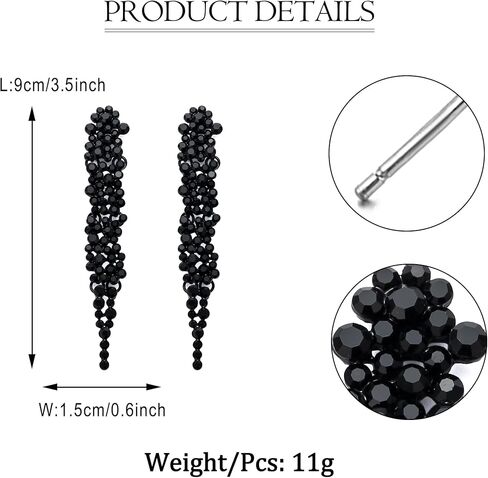 EVER FAITH Wedding Rhinestone Crystal Art Deco Statement Earring, Banquet Prom Long Chandelier Dangle Earrings for Women Girls Bride in Kuwait