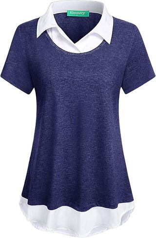 قمصان بلوزة مكتب Kimerry نسائية بأكمام قصيرة وياقة مرقعّة in Kuwait