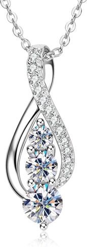 AINUOSHI Infinity Moissanite Necklaces for Women, 925 Sterling Silver Moissanite Diamond Pendant Necklace 2ct D Color VVS1 Clarity, White Gold Plated Dainty Necklace for Women Jewelry Gifts (18+2''chain) in Saudi Arabia