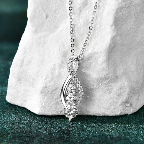 AINUOSHI Infinity Moissanite Necklaces for Women, 925 Sterling Silver Moissanite Diamond Pendant Necklace 2ct D Color VVS1 Clarity, White Gold Plated Dainty Necklace for Women Jewelry Gifts (18+2''chain) in Saudi Arabia