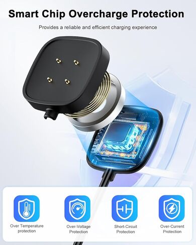 كابل شاحن مكون من قطعتين متوافق مع Fitbit Sense/Sense 2 & Versa 4/Versa 3 كابل حامل لسلك شحن USB بديل لـ Fitbit Versa 3/4 & Sense/2 ملحقات الساعة الذكية (3.3/3.3 قدم) in Kuwait