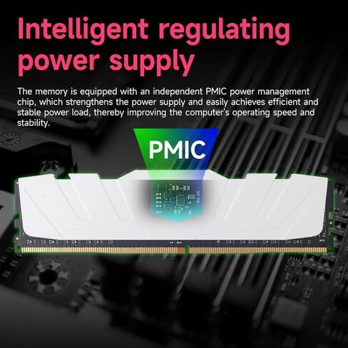 ذاكرة الوصول العشوائي DDR5 سعة 48 جيجابايت بسرعة 6000 ميجا هرتز (24 جيجابايت - 6000 ميجا هرتز × 2، PC4-48000) ذاكرة الكمبيوتر المكتبي (DIMM) CL46 (مع مبدد حراري أبيض)... in Kuwait