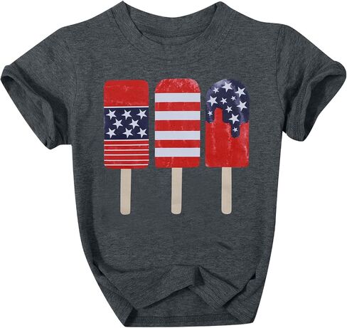 QLIPIN Boys 4th of July Shirt: Kids American Flag Shirts Patriotic Shirt USA Flag Popsicle Graphic Short Sleeve Tee in Saudi Arabia