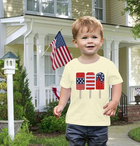 طفل رضيع الصبي 4th من يوليو الوطني التي شيرت العلم الأمريكي يوم الاستقلال تي شيرت طفل الصيف قصيرة الأكمام بلايز in Kuwait