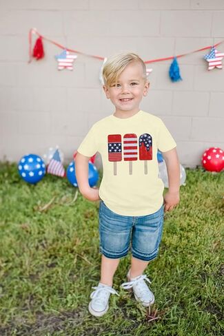 طفل رضيع الصبي 4th من يوليو الوطني التي شيرت العلم الأمريكي يوم الاستقلال تي شيرت طفل الصيف قصيرة الأكمام بلايز in Kuwait