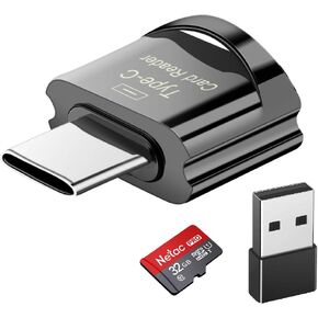 Micro SD Card Reader, BorlterClamp USB C TF Card Reader, USB C to Micro SD Memory Card Reader with USB C to USB Adapter, Compatible with MacBook, Laptops, Galaxy Phones and More