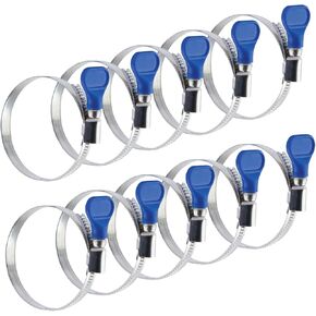POWERTEC 70332-P2 3 Inch Key Hose Clamp, Thumb Screw Key Adjustable Stainless Steel Hose Clamps for Dust Collection, Dust Collector and Dryer Vent Hose, Pipe Clamp, RV Clamp, Worm Gear Clamp, 10 pack