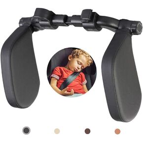 JSKRL Car Headrest Pillow, 360°Adjustable PU Leather Car Seat Head Neck Support Rest Cushion Both Kids Adults for Travel Sleeping